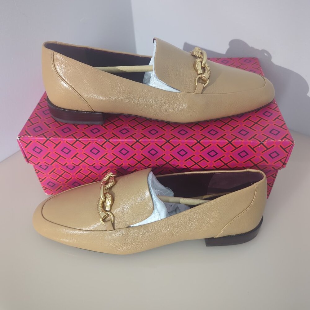 Tory Burch  Jessa Leather Loafers Flats Ginger Shortbread Camel Tan